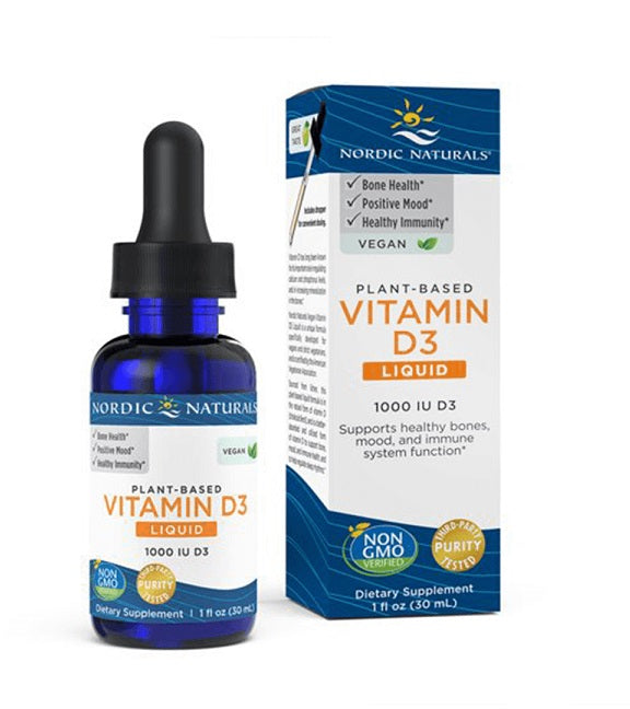 Nordic Naturals Plant-Based Vitamin D3 Liquid, 1000 IU Apple - 30 ml