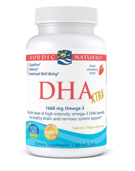 Nordic Naturals DHA Xtra, 1660 mg Strawberry - 60 softgels