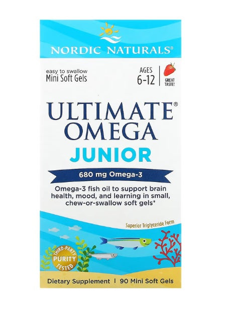 Nordic Naturals Ultimate Omega Junior, 680mg Strawberry - 90 mini softgels