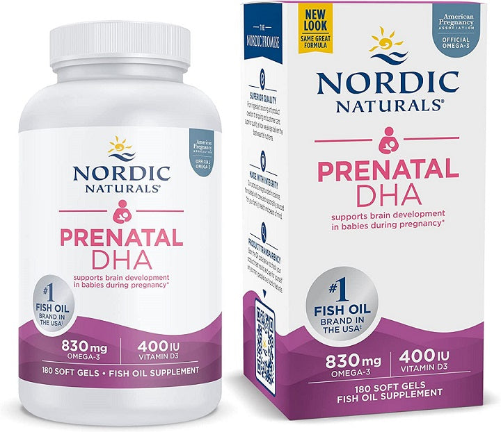 Nordic Naturals Prenatal DHA, 830 mg Omega-3 + 400 IU D3 Unflavored - 180 softgels