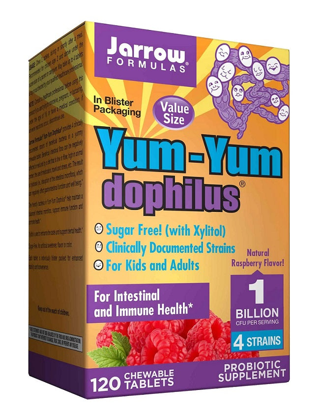 Jarrow Formulas Yum-Yum Dophilus, 1 Billion CFU (Raspberry) - 120 chewable tabs