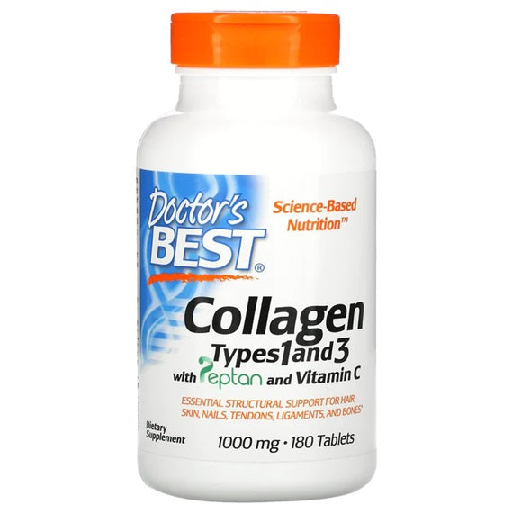 doctor's best collagen types 1 and 3 with reptan  to support hair, skin, nails and bones