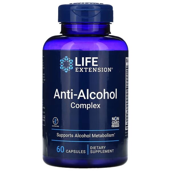 life extension anti alcohol complex 60 caps